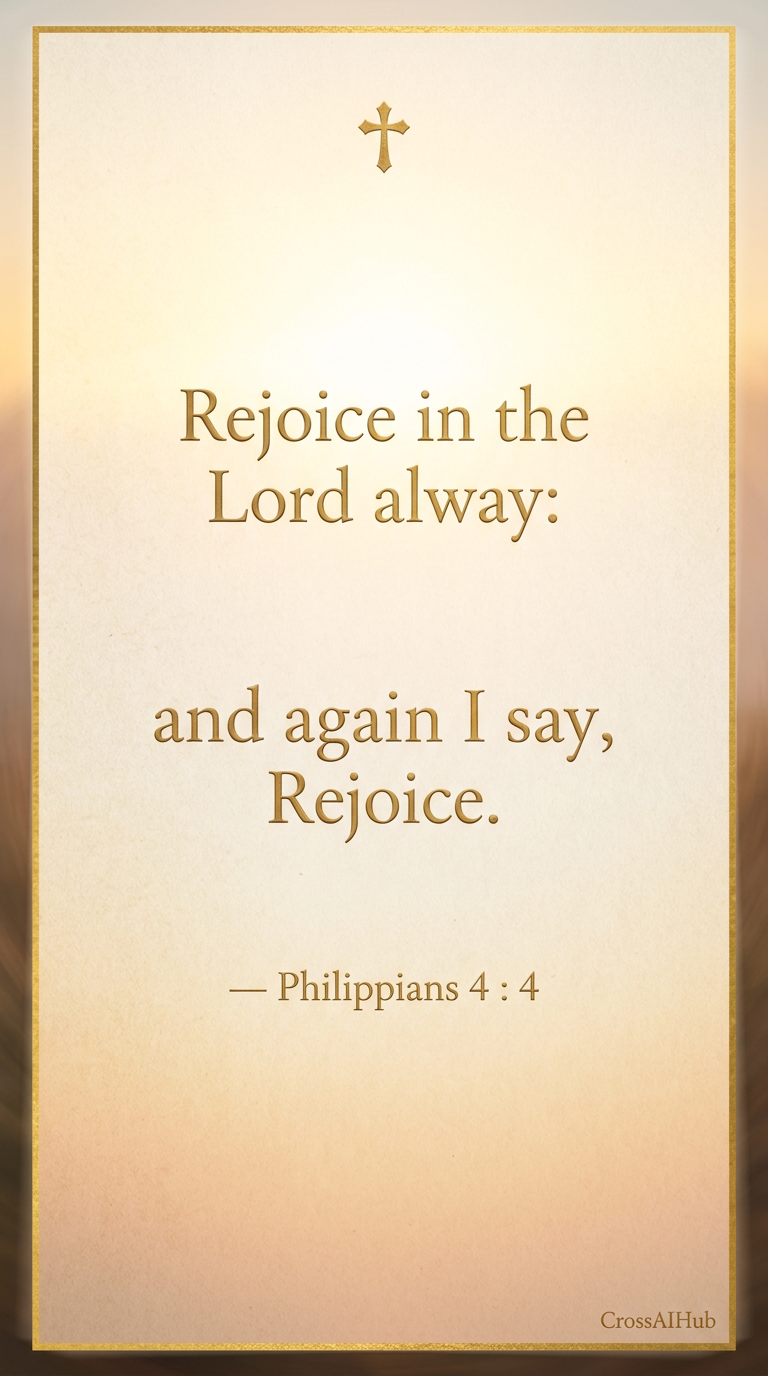 Rejoice in the Lord alway: and again I say, Rejoice. — Philippians 4:4 (King James Bible)