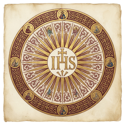 Illuminated IHS Christogram