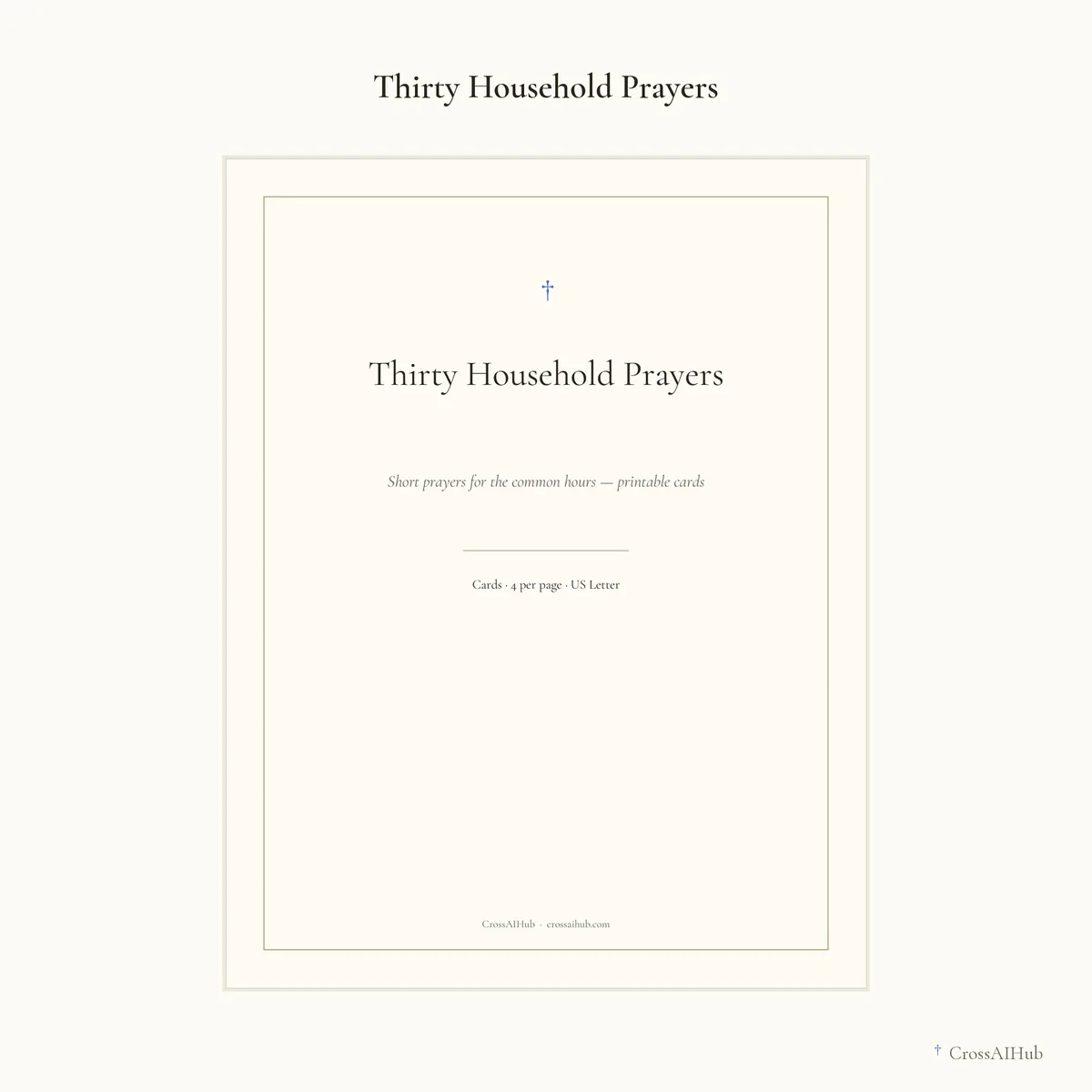The cover — Thirty Household Prayers — Printable Cards