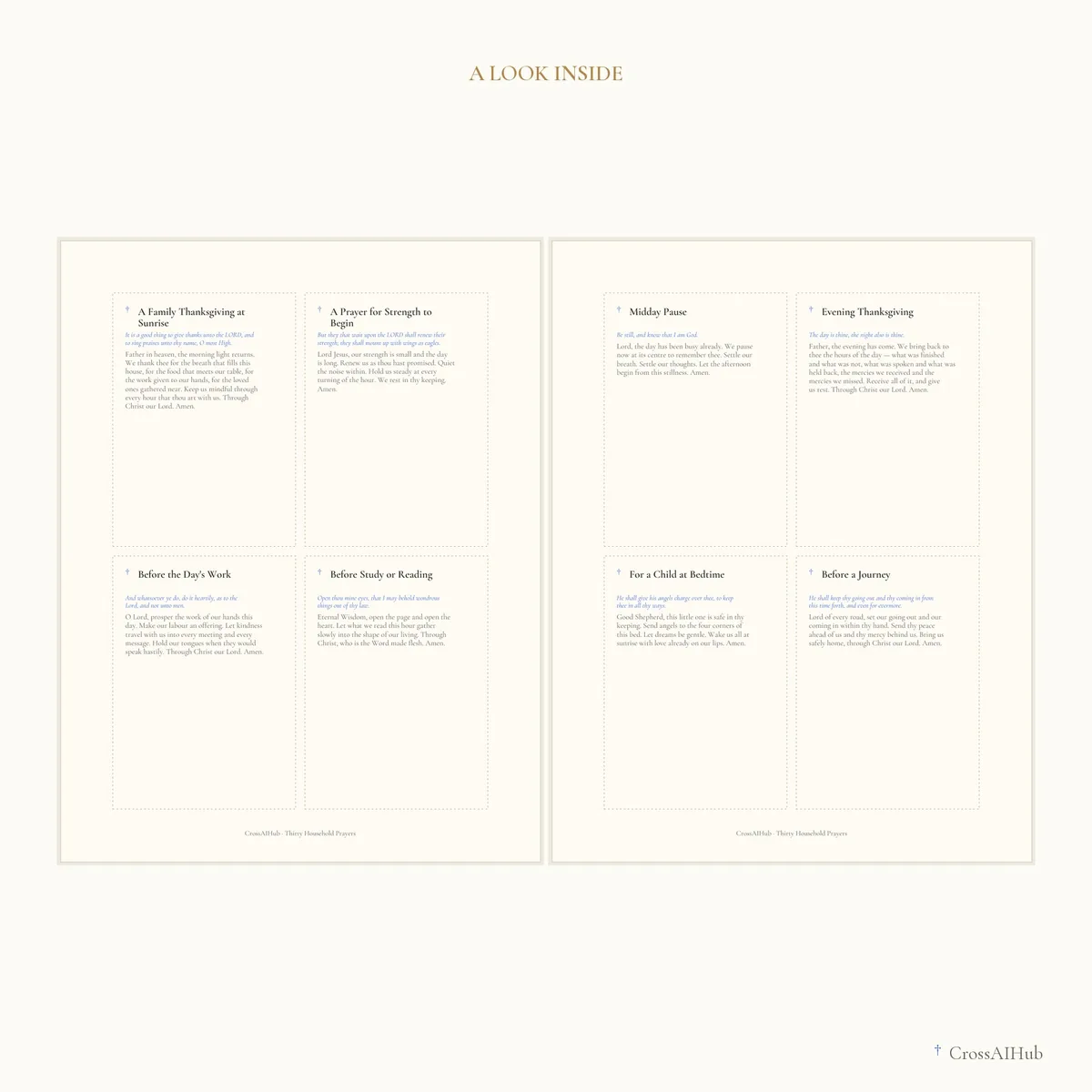 A look inside — Thirty Household Prayers — Printable Cards