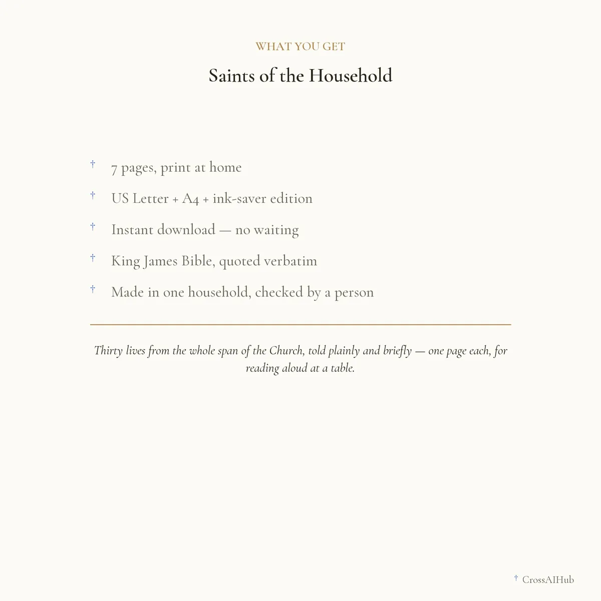 What is in the download — Saints of the Household