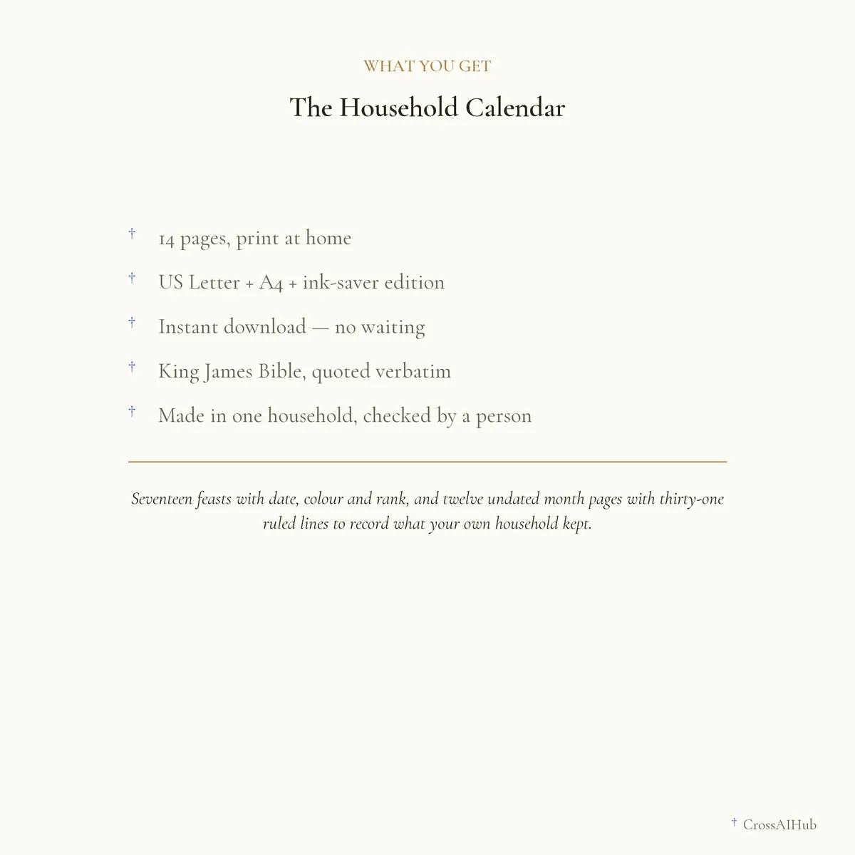 What is in the download — The Household Calendar