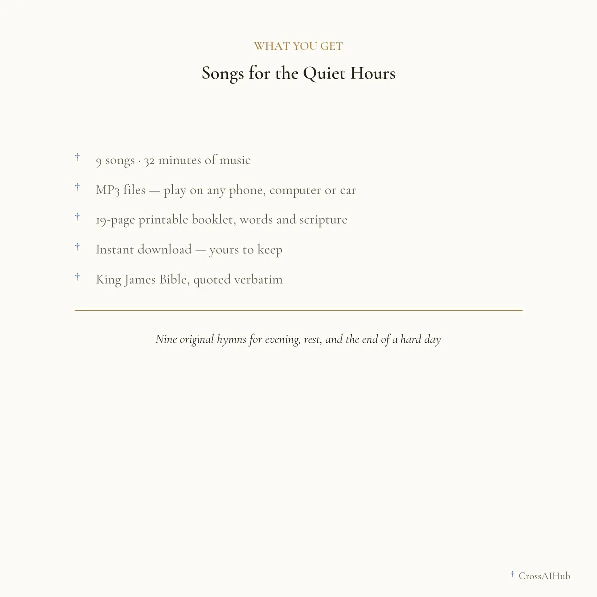 What is in the download — Songs for the Quiet Hours