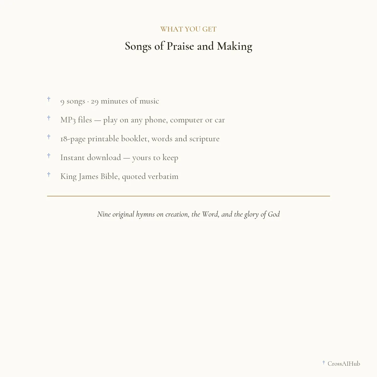 What is in the download — Songs of Praise and Making