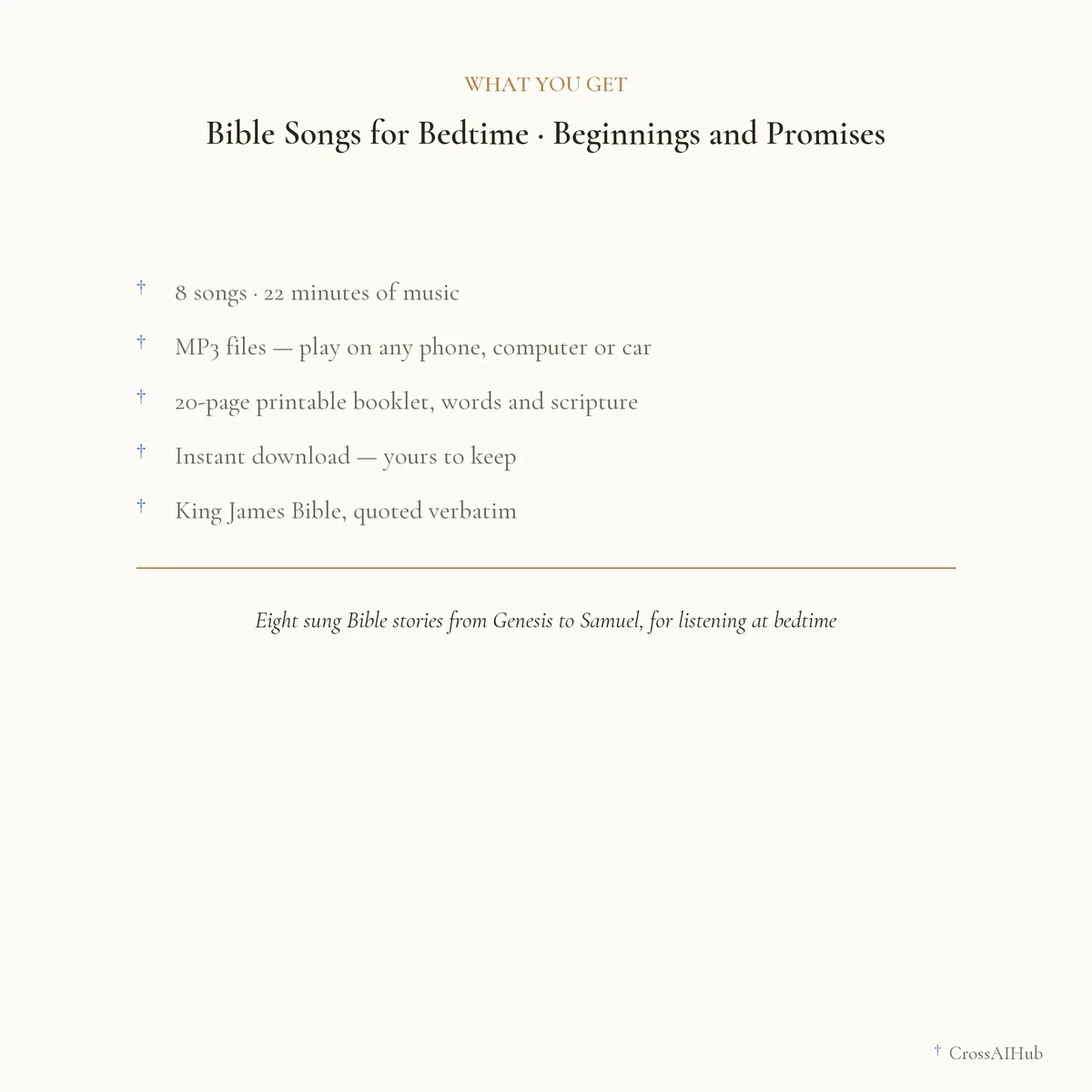 What is in the download — Bible Songs for Bedtime — Beginnings and Promises