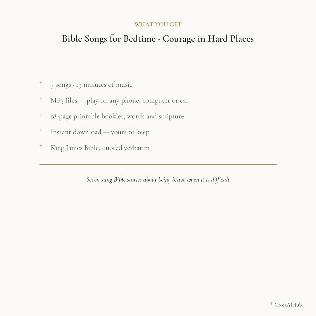 What is in the download — Bible Songs for Bedtime — Courage in Hard Places