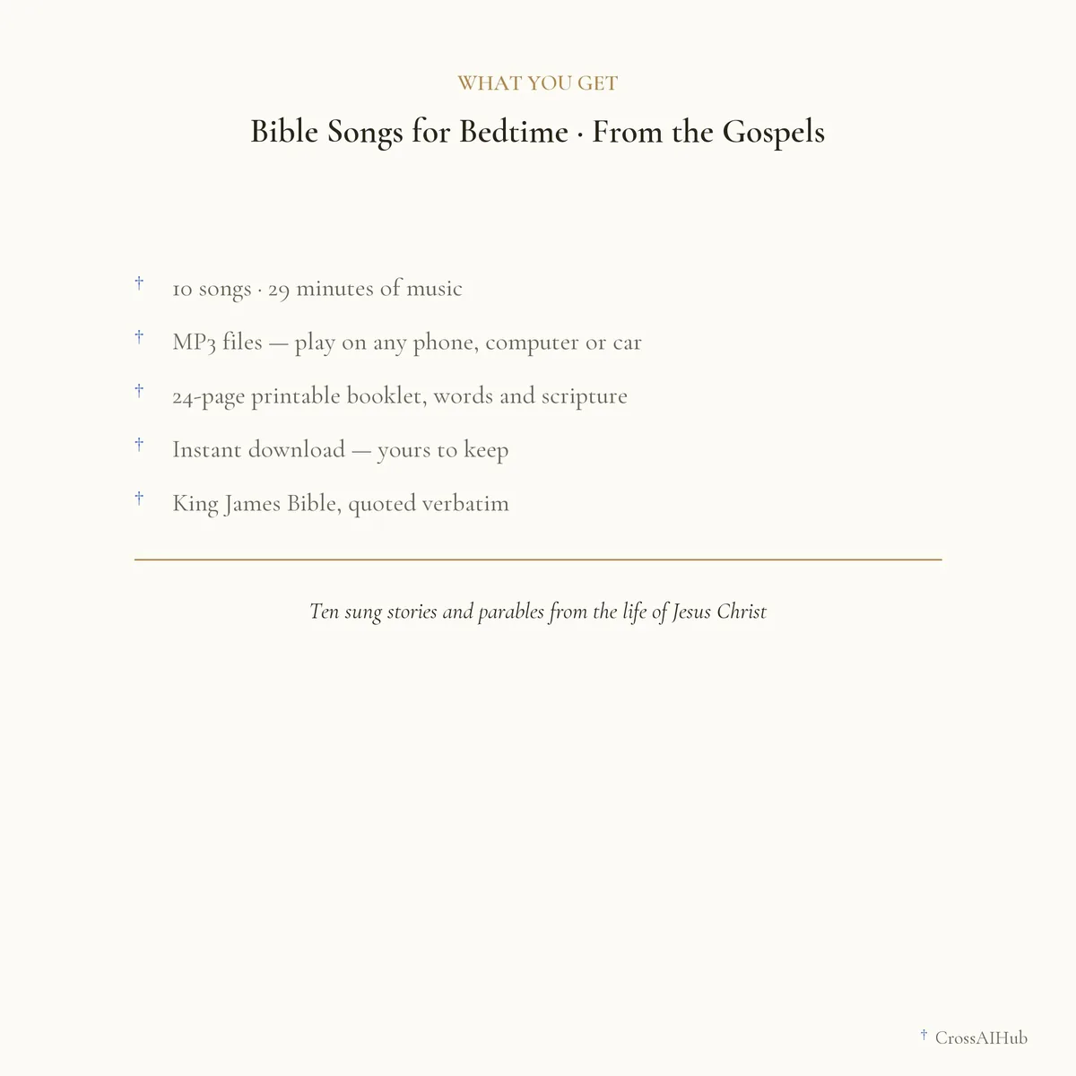 What is in the download — Bible Songs for Bedtime — From the Gospels