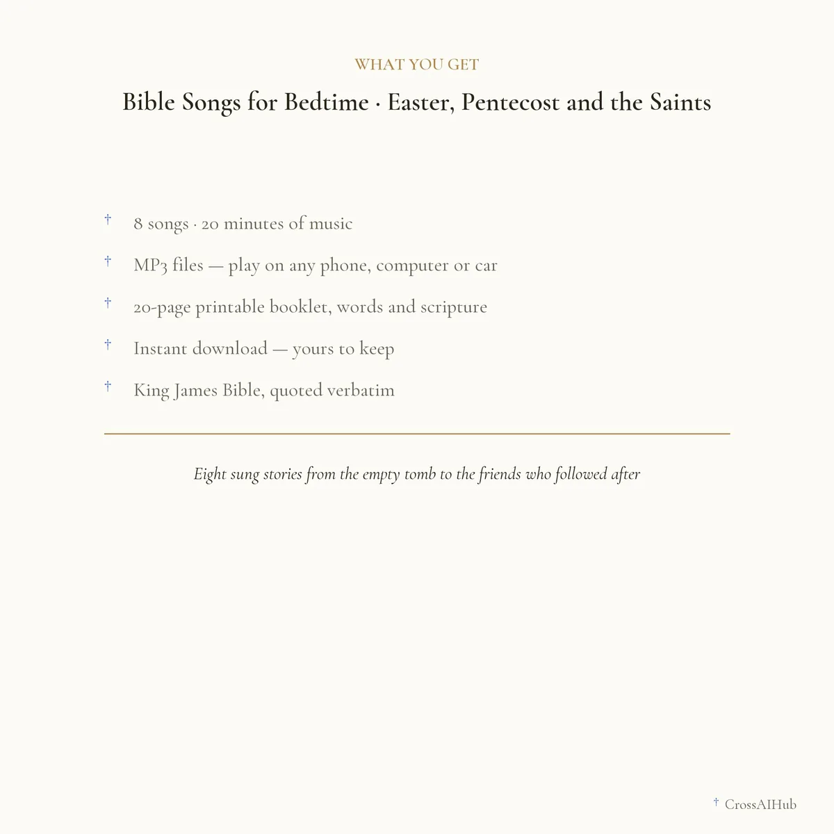 What is in the download — Bible Songs for Bedtime — Easter, Pentecost and the Saints