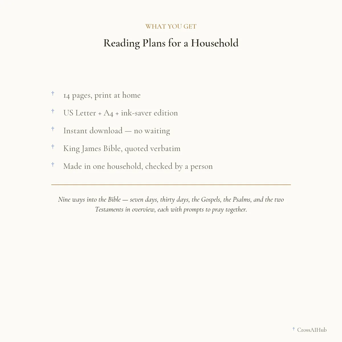 What is in the download — Reading Plans for a Household